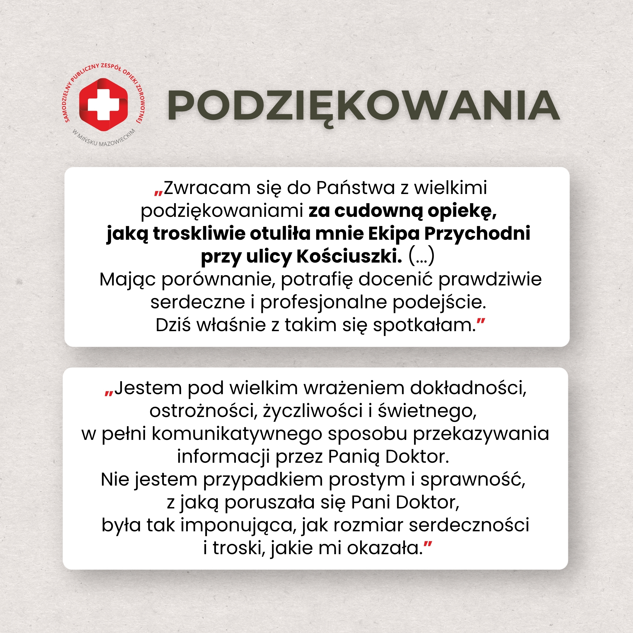 Read more about the article „Dostałam samo dobro”. Wyjątkowe podziękowania dla naszego Zespołu Przychodni Lekarskiej przy ul. Kościuszki